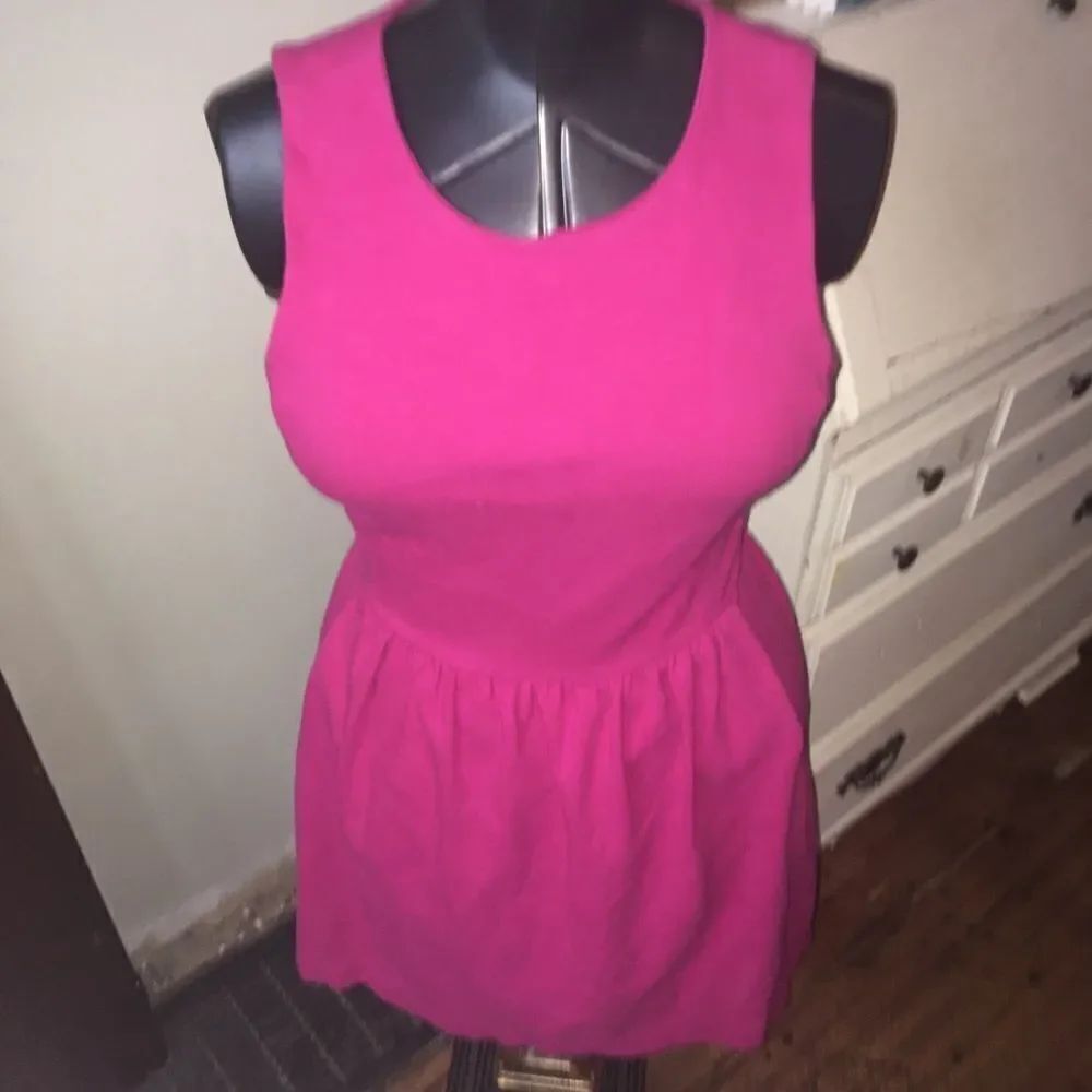 J Crew Factory raspberry pink knit Barbiecore size 8 fit and flare dress
